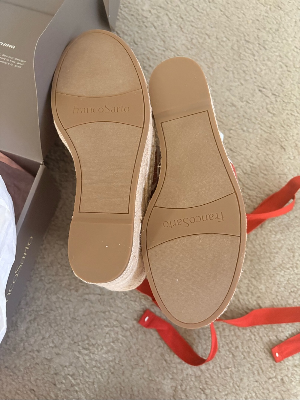Franco Sarto Red Woven Espadrille Wedge with Ankle Wrap - Picture 5 of 9